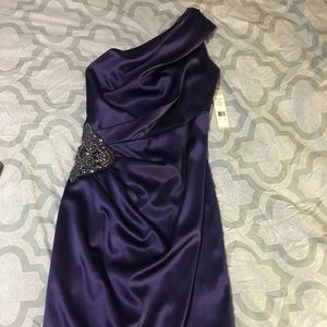 Brand NWT deep purple midi one shoulder dress